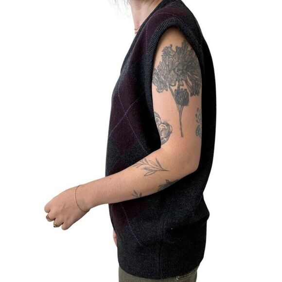 Vintage 1970s LL Bean Mens Lambswool Argyle Preppy Scottish Sweater Vest Sz L - Picture 6 of 9